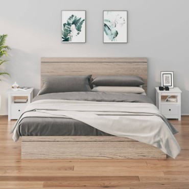 vidaXL Κομοδίνα 2 τεμ. Λευκά 40x35x49cm από Μασίφ Ξύλο Πεύκου