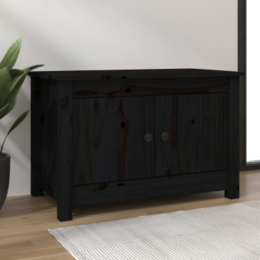vidaXL Παπουτσοθήκη Μαύρη 70x38x45,5cm από Μασίφ Ξύλο Πεύκου