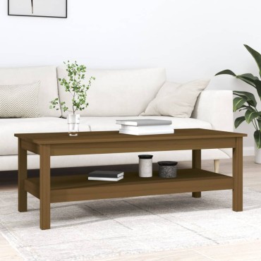 vidaXL Τραπεζάκι Σαλονιού Καφέ Μελί 110x50x40cm Μασίφ Ξύλο Πεύκου 1 τεμ.