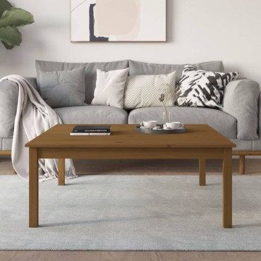 vidaXL Τραπεζάκι Σαλονιού Καφέ Μελί 100x100x40cm Μασίφ Ξύλο Πεύκου 1 τεμ.