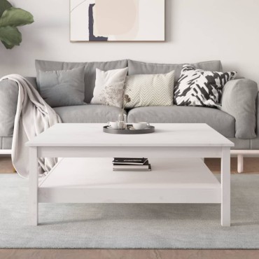vidaXL Τραπεζάκι Σαλονιού Λευκό 100x100x40cm από Μασίφ Ξύλο Πεύκου 1 τεμ.