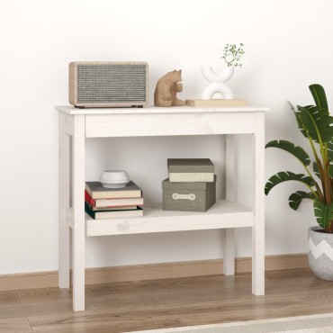 vidaXL Τραπέζι κονσόλα άσπρο 80x40x75cm από Μασίφ Ξύλο Πεύκου 1 τεμ.