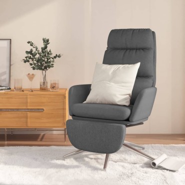 vidaXL Πολυθρόνα Relax Σκούρο Γκρι Υφασμάτινη με Υποπόδιο 70x77x98cm 1 τεμ.