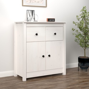 vidaXL Συρταριέρα Λευκή 70x35x80cm από Μασίφ Ξύλο Πεύκου 1 τεμ.