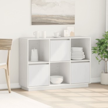 vidaXL Ντουλάπι Λευκό 110,5x35x80cm από Μασίφ Ξύλο Πεύκου 1 τεμ.