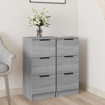 vidaXL Ντουλάπια 2 τεμ. Γκρι Sonoma 30x30x70cm Επεξεργασμένο Ξύλο