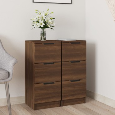 vidaXL Συρταριέρες 2 τεμ. Καφέ Δρυς 30x30x70cm Επεξεργασμένο Ξύλο