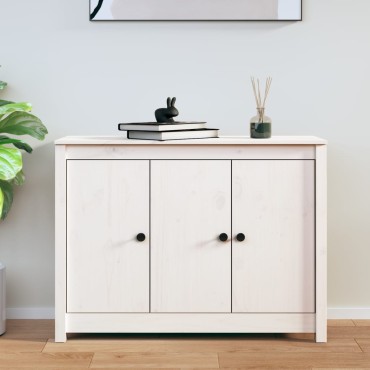 vidaXL Ντουλάπι Λευκό 100x35x74cm από Μασίφ Ξύλο Πεύκου 1 τεμ.
