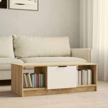 vidaXL Τραπεζάκι Σαλονιού Λευκό & Sonoma Δρυς 102x50x36cm Επεξ. Ξύλο 1 τεμ.