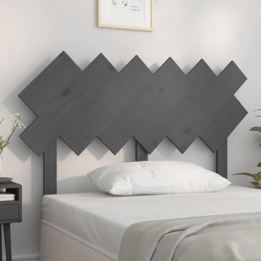 vidaXL Κεφαλάρι Κρεβατιού Γκρι 122,5x3x80,5cm από Μασίφ Ξύλο Πεύκου 1 τεμ.