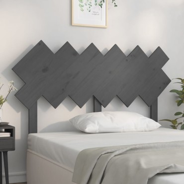 vidaXL Κεφαλάρι Κρεβατιού Γκρι132x3x81cm από Μασίφ Ξύλο Πεύκου 1 τεμ.