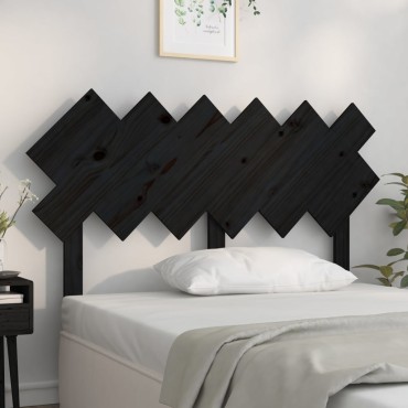 vidaXL Κεφαλάρι Κρεβατιού Μαύρο 132x3x81cm Μασίφ Ξύλο Πεύκου 1 τεμ.