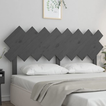 vidaXL Κεφαλάρι Κρεβατιού Γκρι 159,5x3x80,5cm από Μασίφ Ξύλο Πεύκου 1 τεμ.