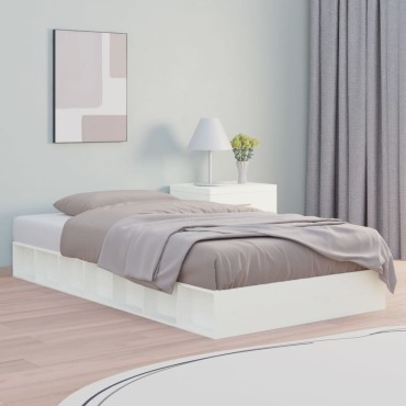 vidaXL Πλαίσιο Κρεβατιού Λευκό 90x200cm από Μασίφ Ξύλο 1 τεμ. - Μονό