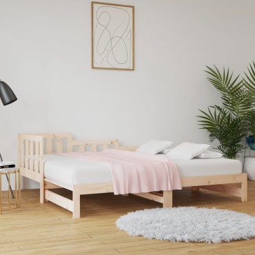 vidaXL Καναπές Κρεβάτι Συρόμενος 2x(90x190)cm Μασίφ Ξύλο Πεύκου 1 τεμ. - Μονό