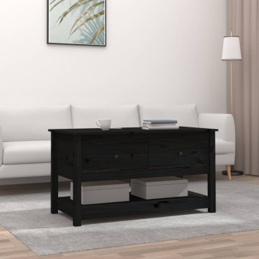 vidaXL Τραπεζάκι Σαλονιού Μαύρο 102x49x55cm από Μασίφ Ξύλο Πεύκου 1 τεμ.