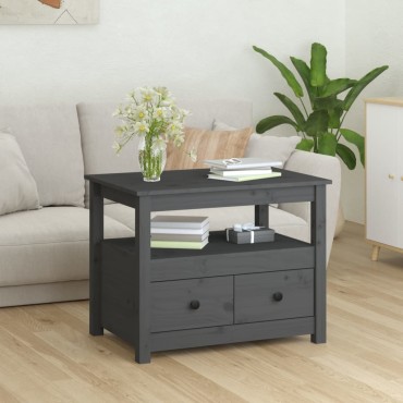 vidaXL Τραπεζάκι Σαλονιού Γκρι 71x49x55cm από Μασίφ Ξύλο Πεύκου 1 τεμ.