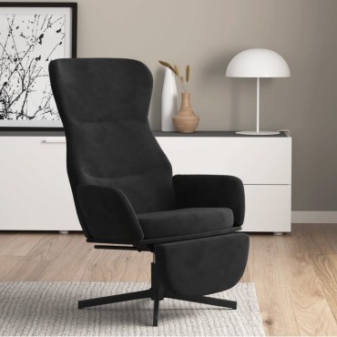 vidaXL Πολυθρόνα Relax με Υποπόδιο Μαύρη Βελούδινη 70x77x94cm 1 τεμ.