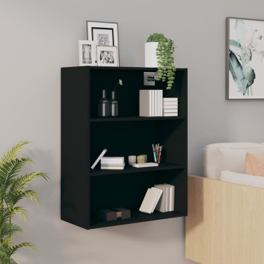vidaXL Ντουλάπι Τοίχου Κρεμαστό Μαύρο 69,5x32,5x90cm 1 τεμ.