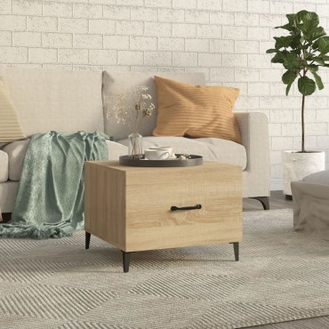 vidaXL Τραπέζι Σαλονιού με Μεταλλικά Πόδια Sonoma Δρυς 50x50x40cm 1 τεμ.
