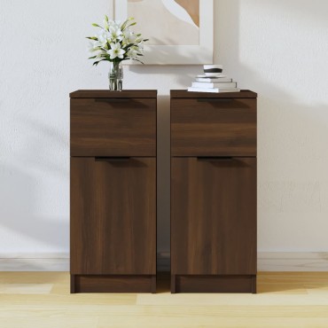 vidaXL Συρταριέρες 2 τεμ. Καφέ Δρυς 30x30x70cm Επεξεργασμένο Ξύλο
