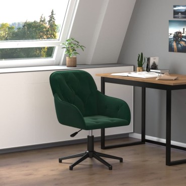 vidaXL Καρέκλα Γραφείου Περιστρεφόμενη Σκούρο Πράσινο Βελούδινη 56x61,5x(72-80)cm 1 τεμ.