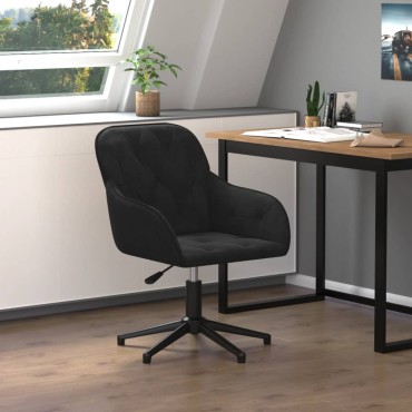 vidaXL Καρέκλα Γραφείου Περιστρεφόμενη Μαύρη Βελούδινη 56x61,5x(72-80)cm 1 τεμ.