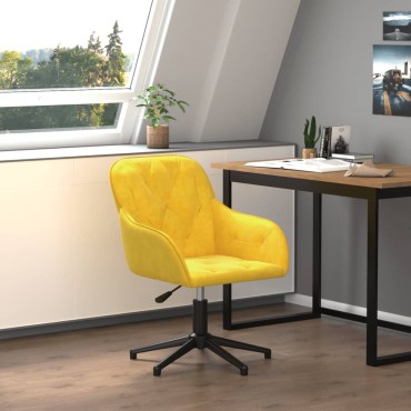 vidaXL Καρέκλα Γραφείου Περιστρεφόμενη Κίτρινη Βελούδινη 56x61,5x(72-80)cm 1 τεμ.