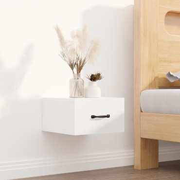 vidaXL Κομοδίνο Επιτοίχιο Γυαλιστερό Λευκό 35x35x20cm 1 τεμ.