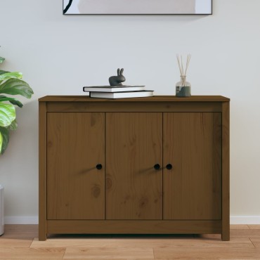 vidaXL Μπουφές Καφέ Μελί 100x35x74cm από Μασίφ Ξύλο Πεύκου 1 τεμ.