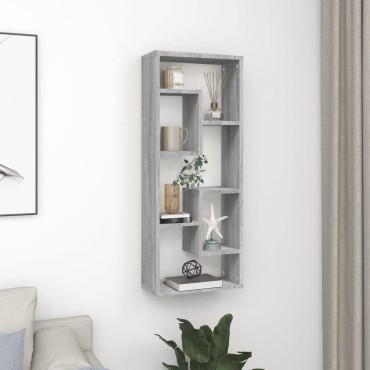 vidaXL Ραφιέρα Τοίχου Γκρι Sonoma 36x16x90cm Επεξεργασμένο Ξύλο 1 τεμ.