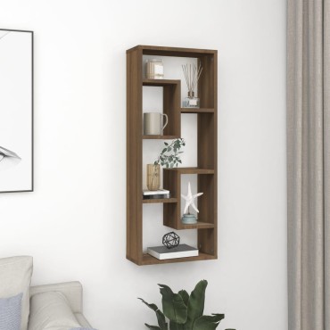 vidaXL Ραφιέρα Τοίχου Καφέ Δρυς 36x16x90cm Επεξεργασμένο Ξύλο 1 τεμ.