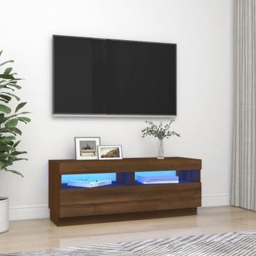 vidaXL Έπιπλο Τηλεόρασης με LED Καφέ Δρυς 100x35x40cm