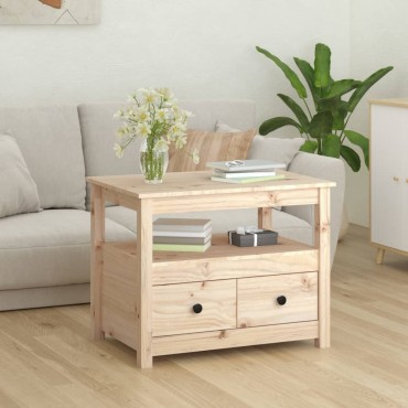 vidaXL Τραπεζάκι Σαλονιού Γκρι 71x49x55cm από Μασίφ Ξύλο Πεύκου 1 τεμ.