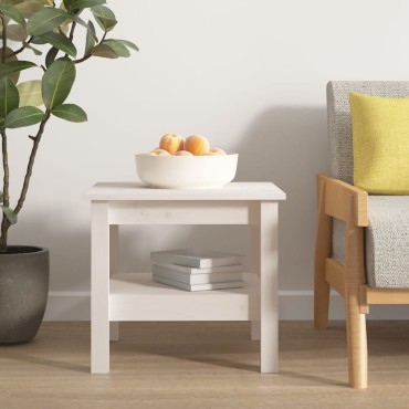 vidaXL Τραπεζάκι Σαλονιού Λευκό 45x45x40cm από Μασίφ Ξύλο Πεύκου 1 τεμ.