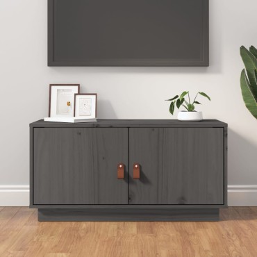 vidaXL Έπιπλο Τηλεόρασης Γκρι 80x34x40cm από Μασίφ Ξύλο Πεύκου