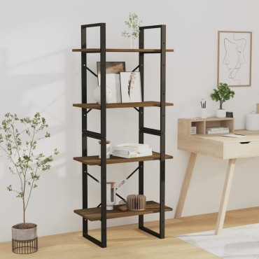 vidaXL Βιβλιοθήκη με 4 Ράφια Καφέ Δρυς 60x30x140cm Επεξεργ. Ξύλο 1 τεμ.