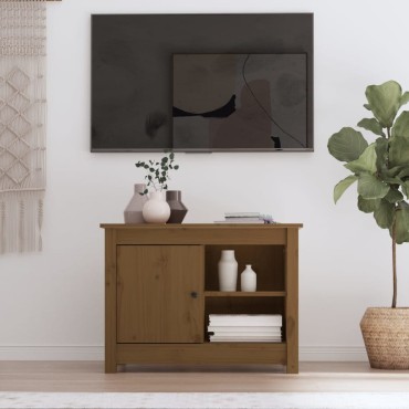 vidaXL Έπιπλο Τηλεόρασης Μελί 70x36,5x52cm από Μασίφ Ξύλο Πεύκου