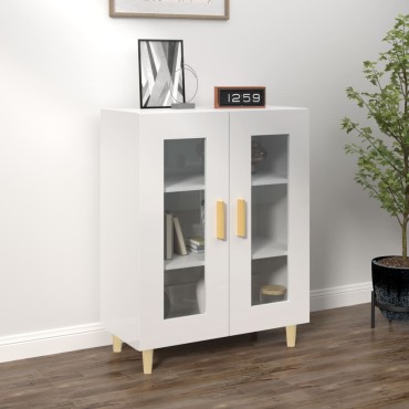 vidaXL Ντουλάπι Γυαλιστερό Λευκό 69,5x34x90cm Επεξεργασμένο Ξύλο 1 τεμ.
