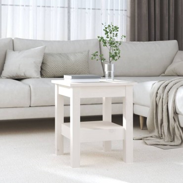 vidaXL Τραπεζάκι Σαλονιού Λευκό 35x35x40cm από Μασίφ Ξύλο Πεύκου 1 τεμ.