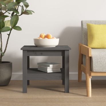 vidaXL Τραπεζάκι Σαλονιού Γκρι 45x45x40cm από Μασίφ Ξύλο Πεύκου 1 τεμ.