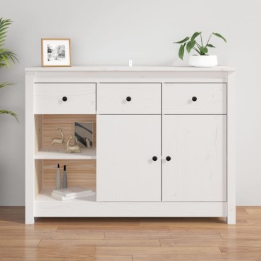 vidaXL Συρταριέρα Λευκή 100x35x74cm από Μασίφ Ξύλο Πεύκου 1 τεμ.