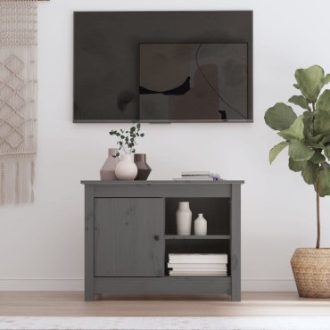 vidaXL Έπιπλο Τηλεόρασης Γκρι 70x36,5x52cm από Μασίφ Ξύλο Πεύκου