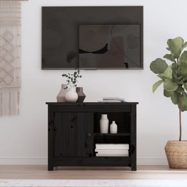 vidaXL Έπιπλο Τηλεόρασης Μαύρο 70x36,5x52cm από Μασίφ Ξύλο Πεύκου