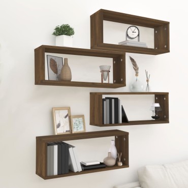 vidaXL Ραφιέρες Τοίχου Κύβοι 4 τεμ. Καπν. Δρυς 60x15x23cm Επεξ. Ξύλο