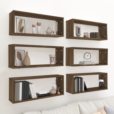 vidaXL Ραφιέρες Τοίχου Κύβοι 6 τεμ. Καπν. Δρυς 60x15x23cm Επεξ. Ξύλο