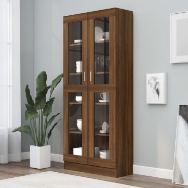 vidaXL Βιτρίνα Καφέ Δρυς 82,5x30,5x185,5cm από Επεξεργασμένο Ξύλο 1 τεμ.