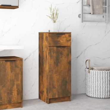 vidaXL Ντουλάπι Μπάνιου Καπνιστή Δρυς 32x34x90cm Επεξεργασμένο Ξύλο 1 τεμ.