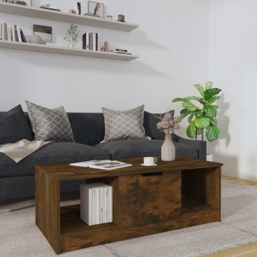 vidaXL Τραπεζάκι Σαλονιού Καπνιστή Δρυς 102x50x36cm Επεξεργασμ. Ξύλο 1 τεμ.