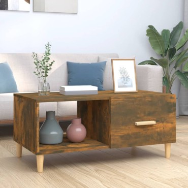 vidaXL Τραπεζάκι Σαλονιού Καπνιστή Δρυς89,5x50x40cm από Επεξεργ. Ξύλο 1 τεμ.